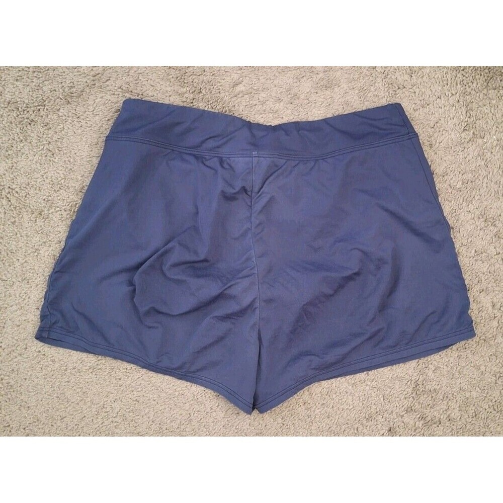 Lands End Swim Shorts Womens Size 10 Navy Blue Lined Pull On Beach Pool Vacation